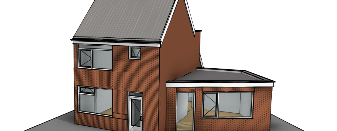 Uitbreiding voorgevel huis