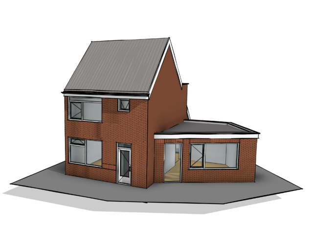 Uitbreiding voorgevel huis